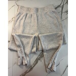 Varley DoubleSoft Slim Jogger Sweatpants Heather Grey Ankle Zip Loungewear